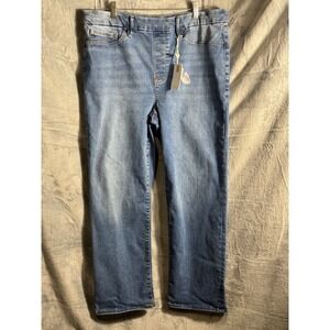 New GOOD AMERICAN Power Stretch Pull On‎ Straight High Rise Jeans NWT Size XL